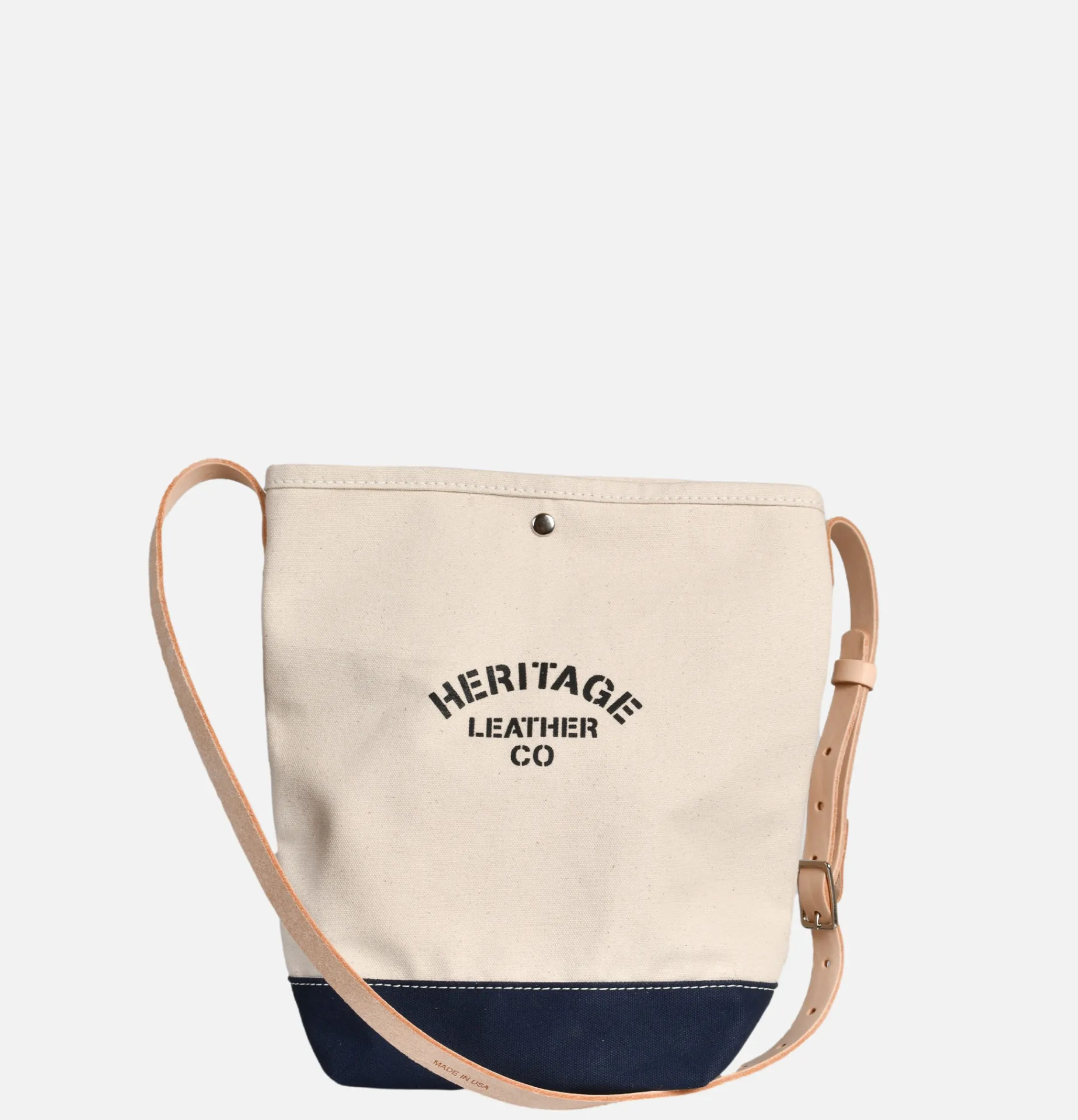 HERITAGE LEATHER COMPANY Canvas Bucket Shoulder Bag Navy