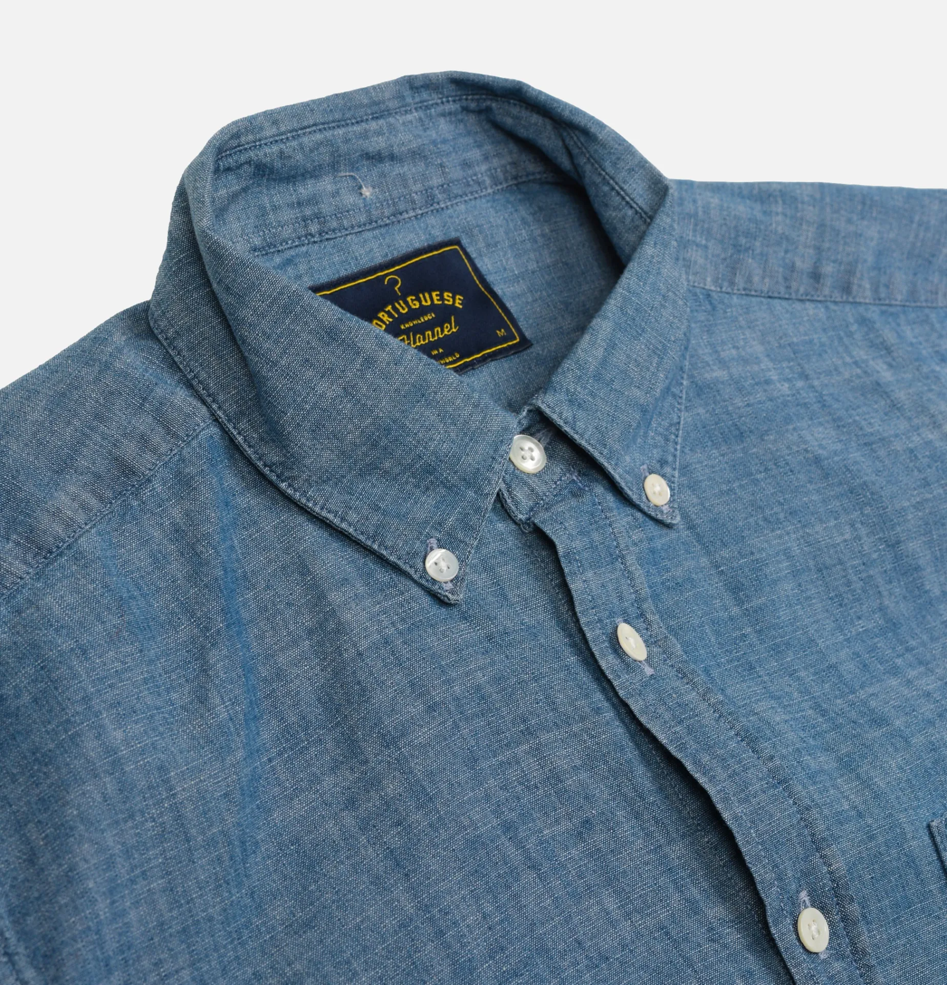 PORTUGUESE FLANNEL Chambray Shirt Ss Blue