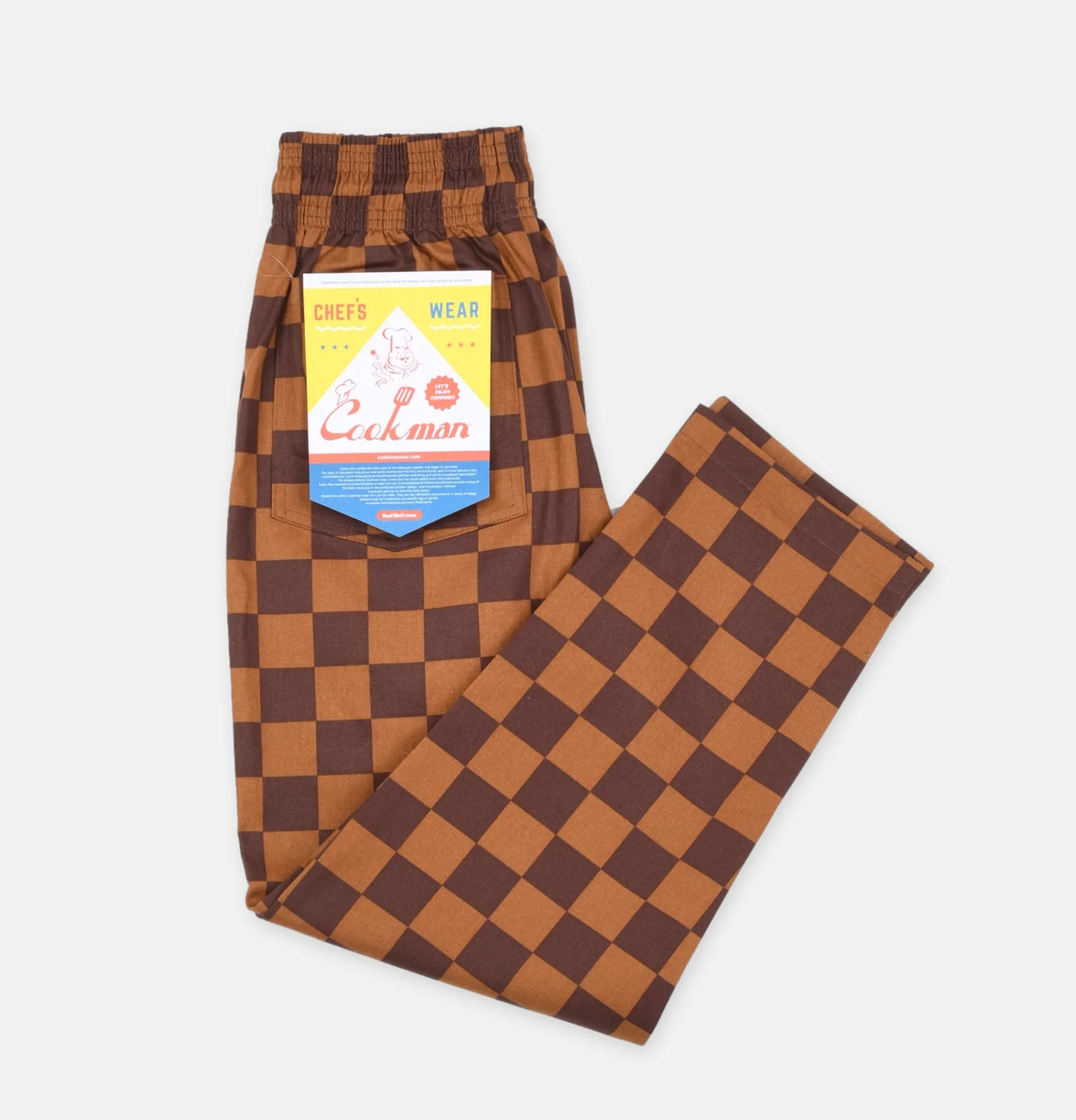 COOKMAN Chef Pant Checker Brown