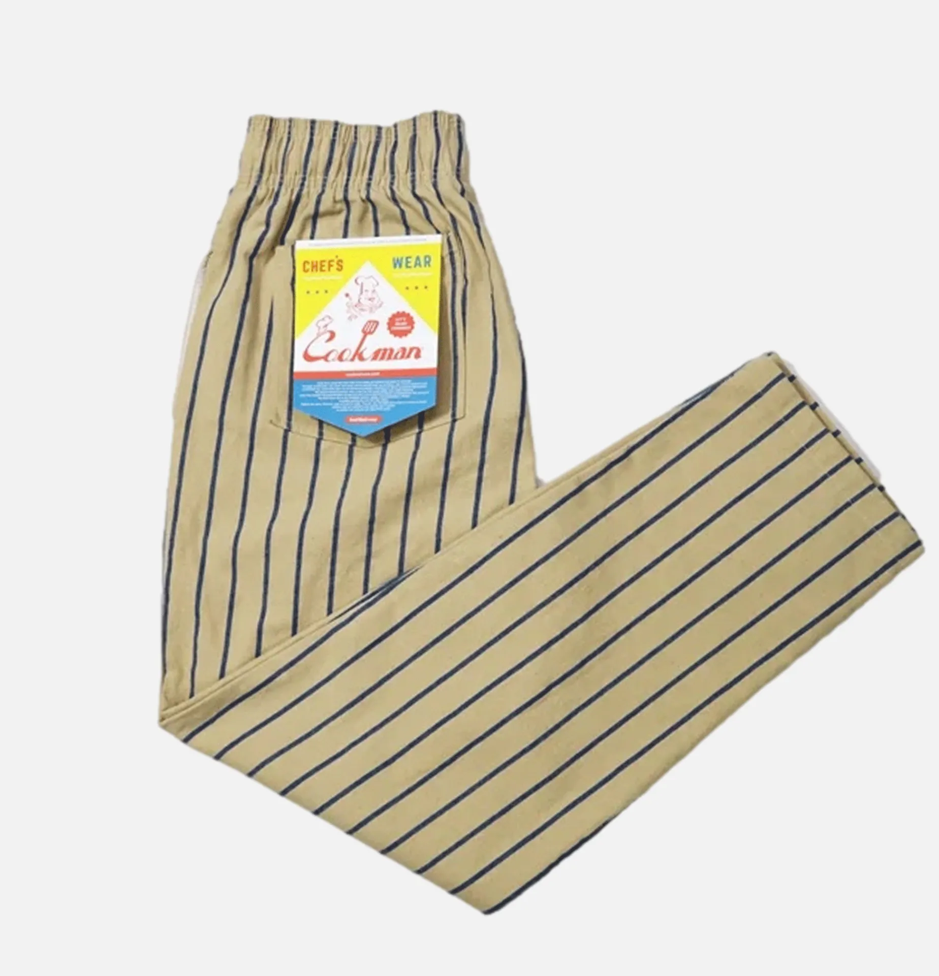 COOKMAN Chef Pant Stripe Beige Blue