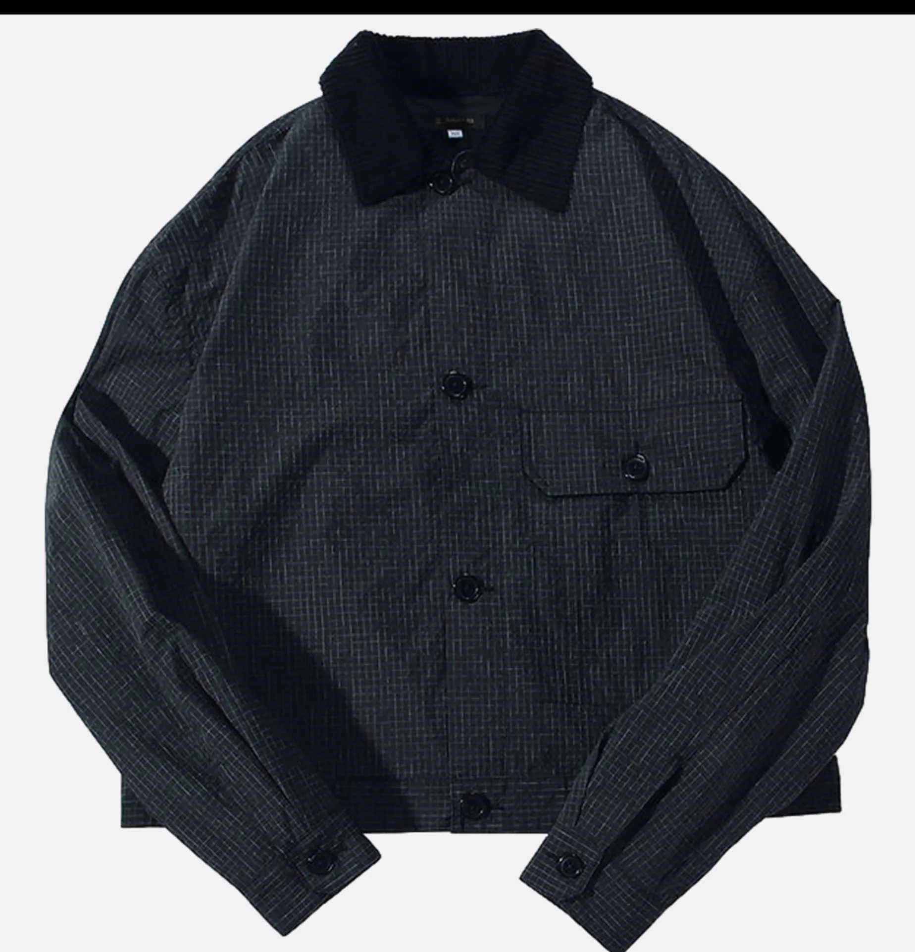 STANDARD TYPES Cropped Work Jacket Check Black