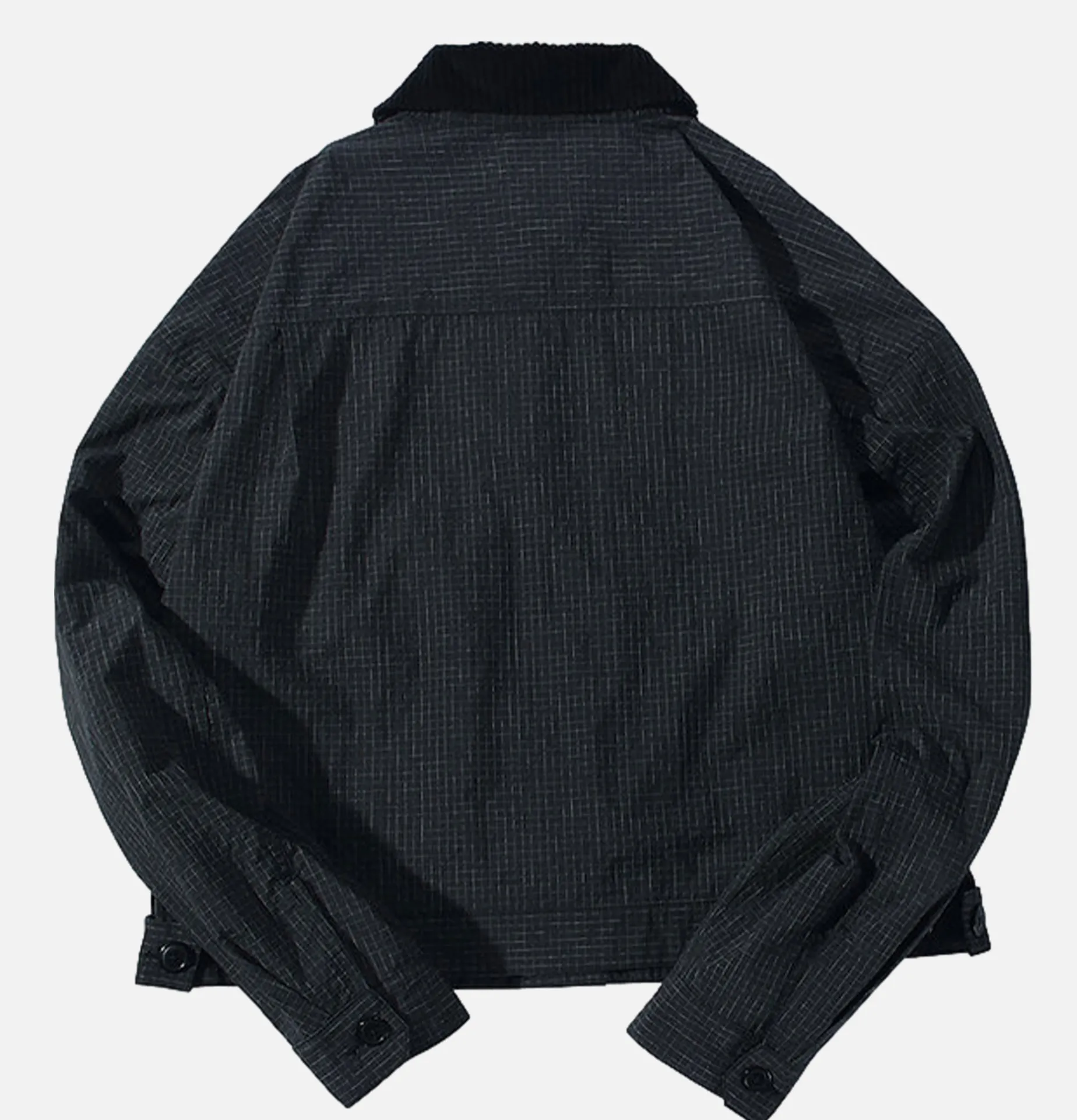 STANDARD TYPES Cropped Work Jacket Check Black