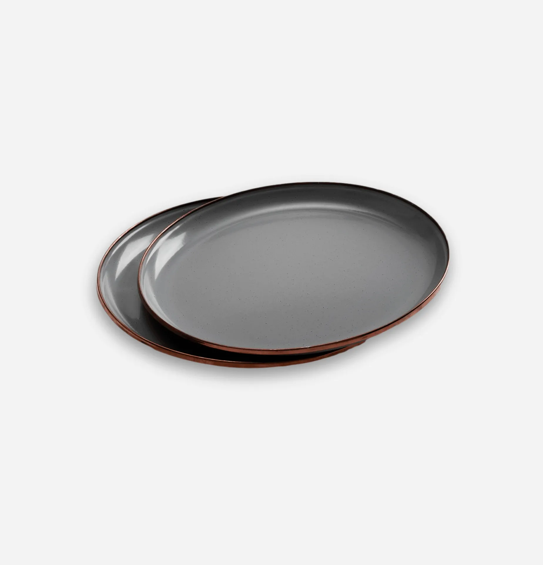 BAREBONES Enamel Deep Plate Set x 2 Grey