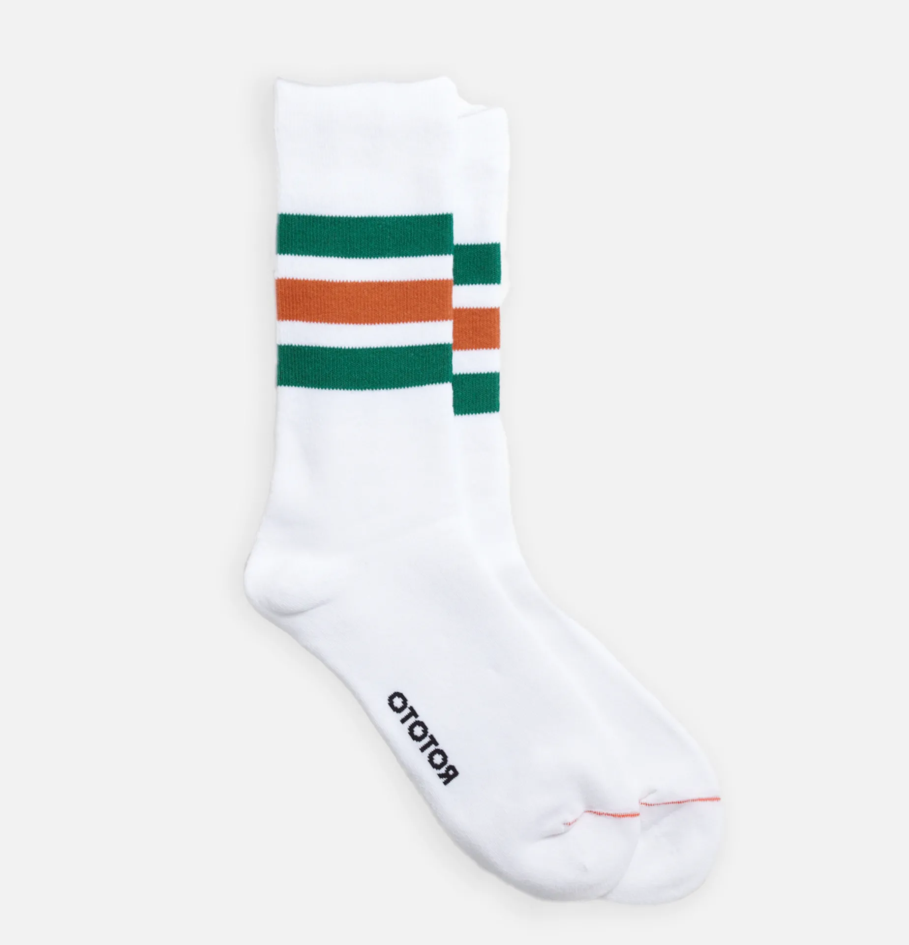 Women ROTOTO Fine Pile Striped Crew Green Socks