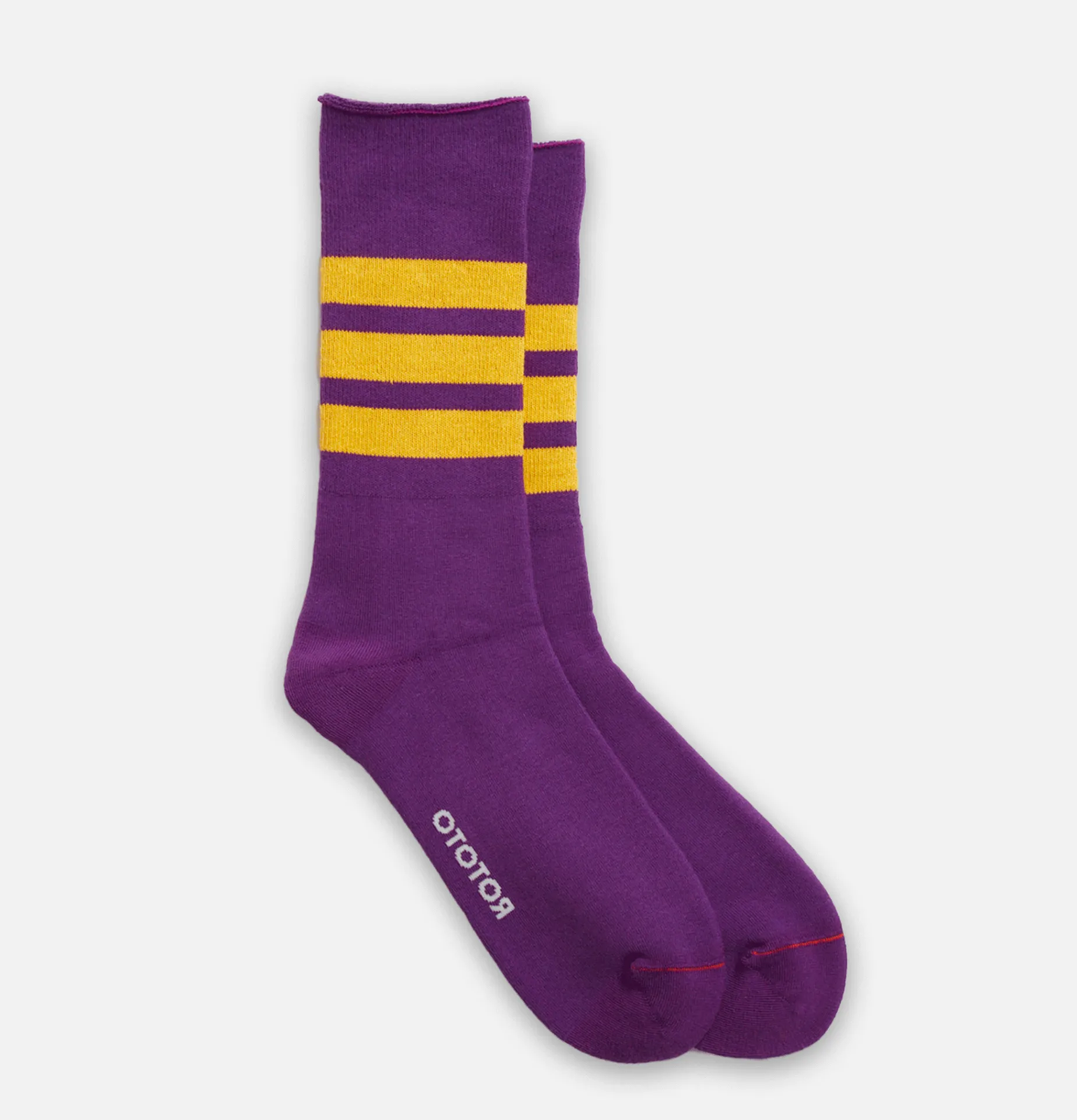 Women ROTOTO Fine Pile Striped Crew Purple Socks