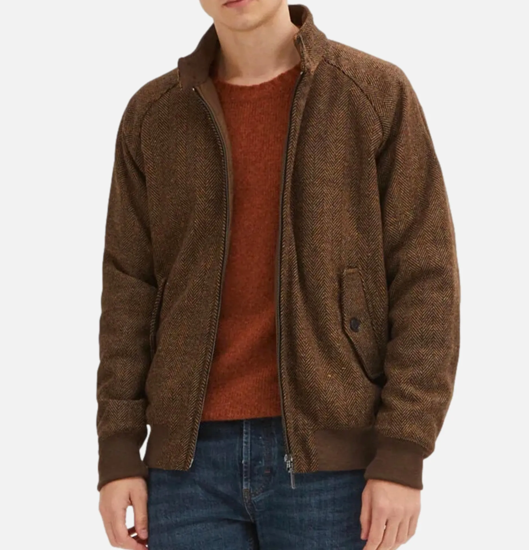 BARACUTA G9 Herringbone Wool Bark