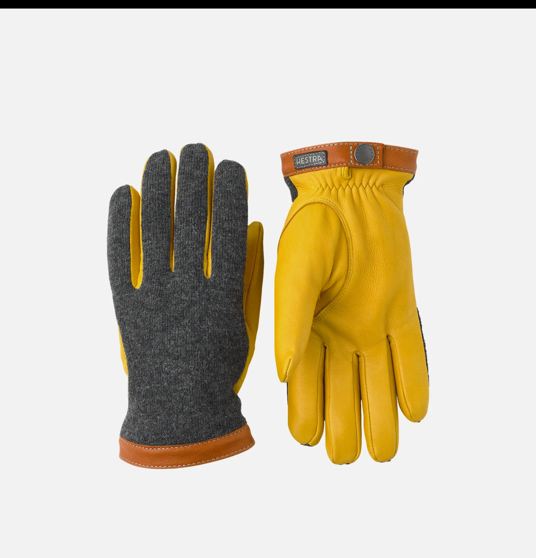 HESTRA Gants Deerskin Wool Tricot Charcoal