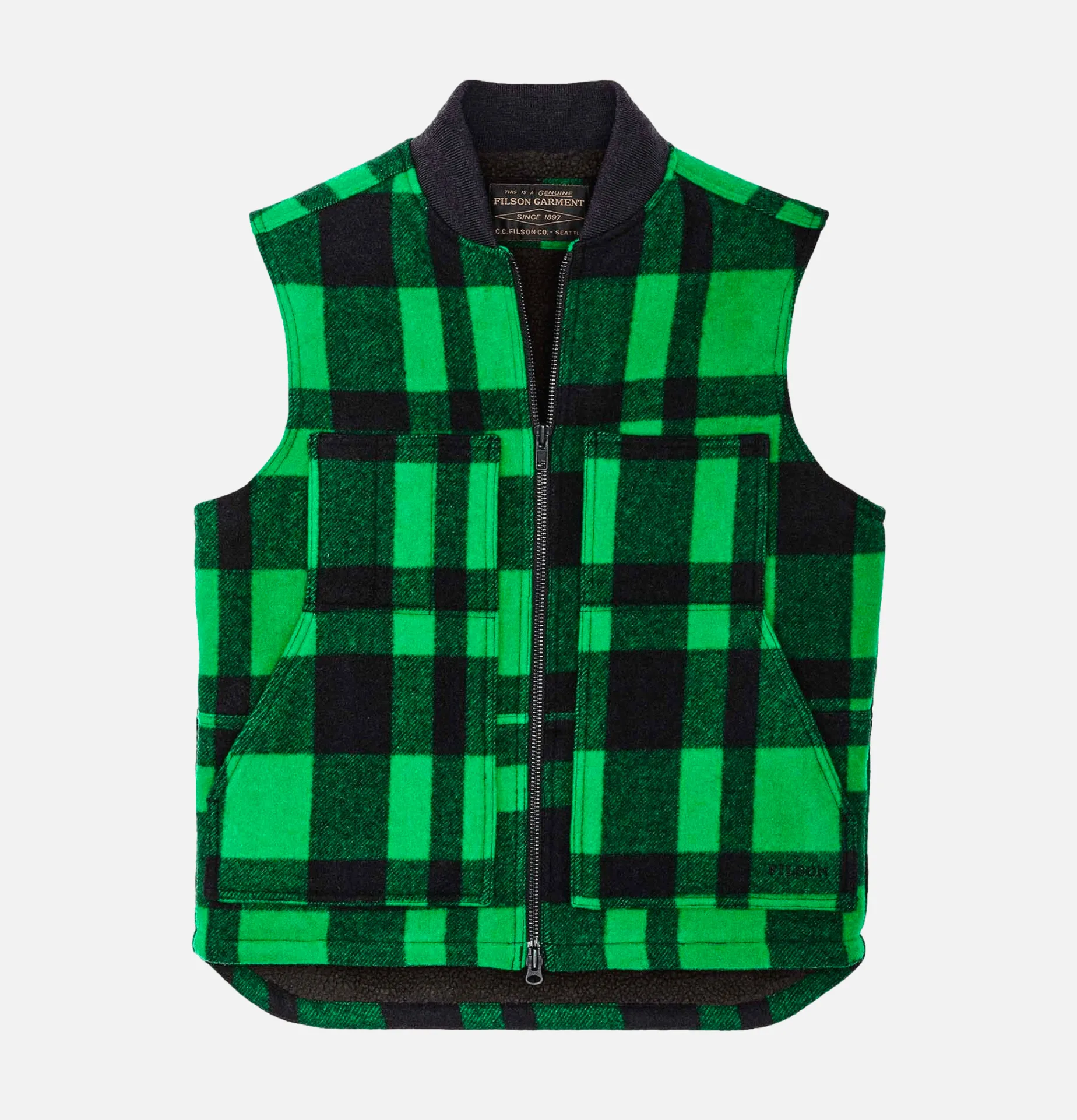 FILSON Lined Mackinaw Wool Vest Green