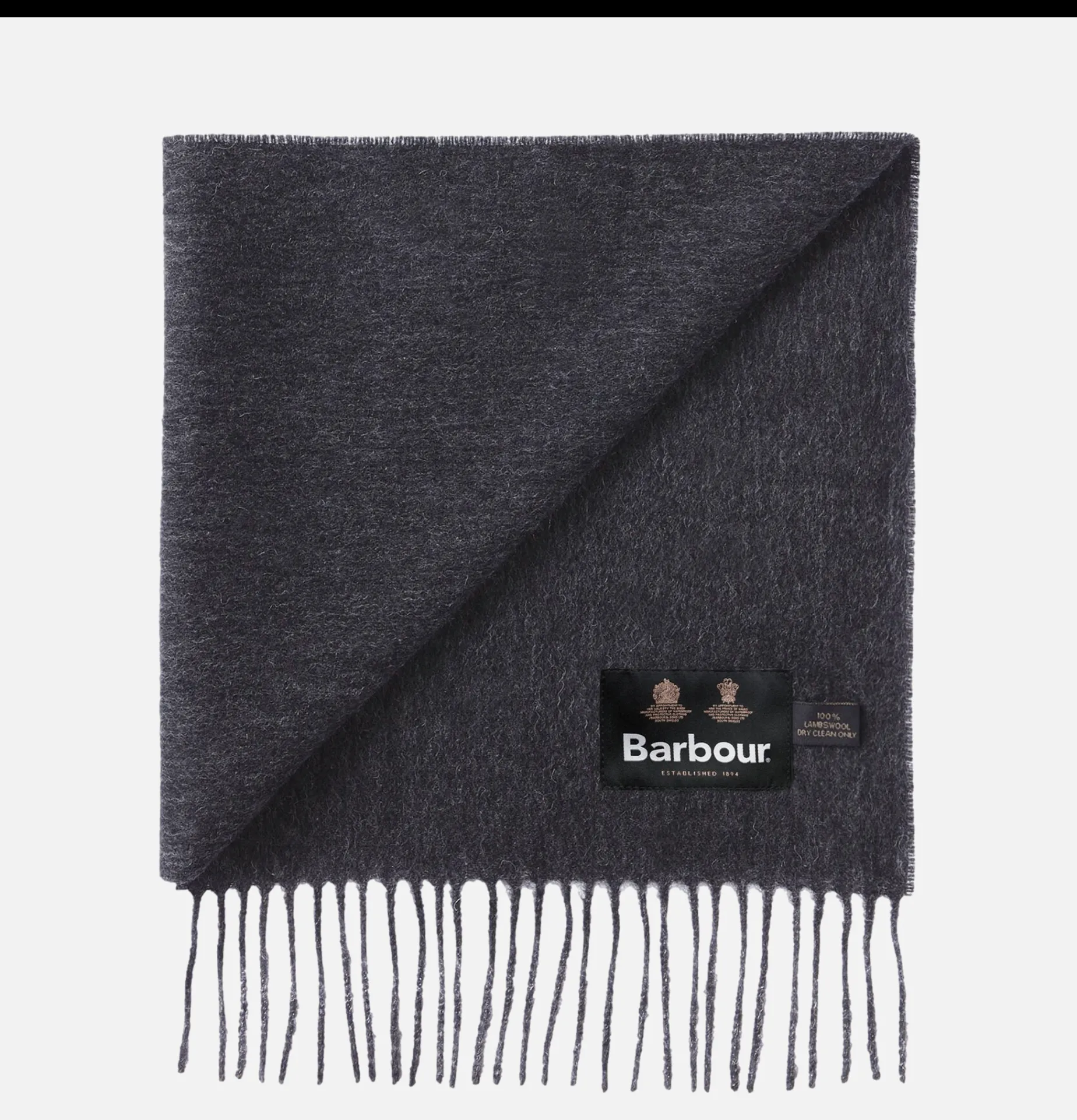 BARBOUR Plain Lambswool Scarf Charcoal