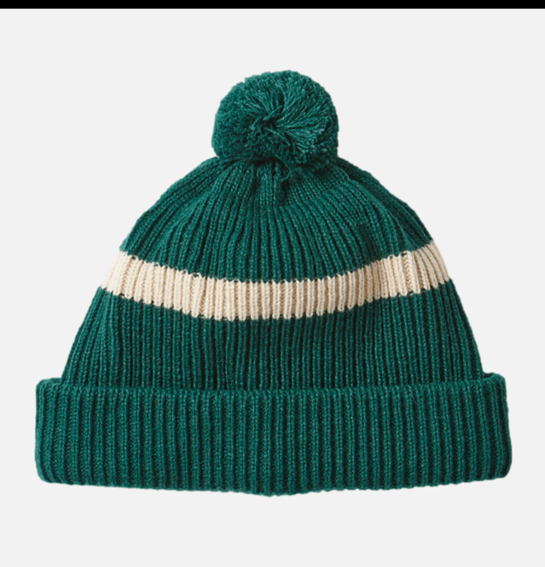 ROTOTO Stripe Pompom Beanie Green