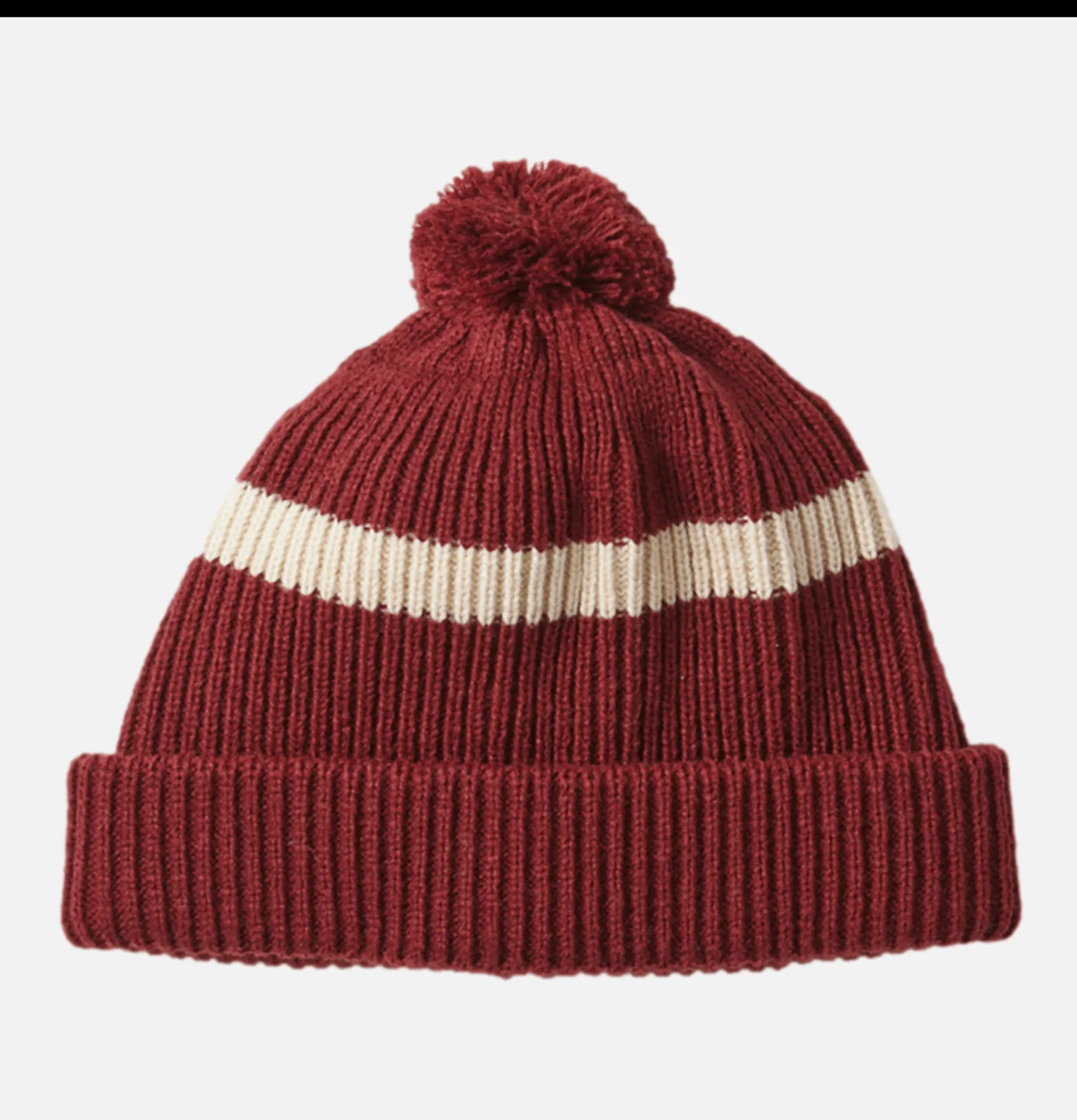 ROTOTO Stripe Pompom Beanie Red