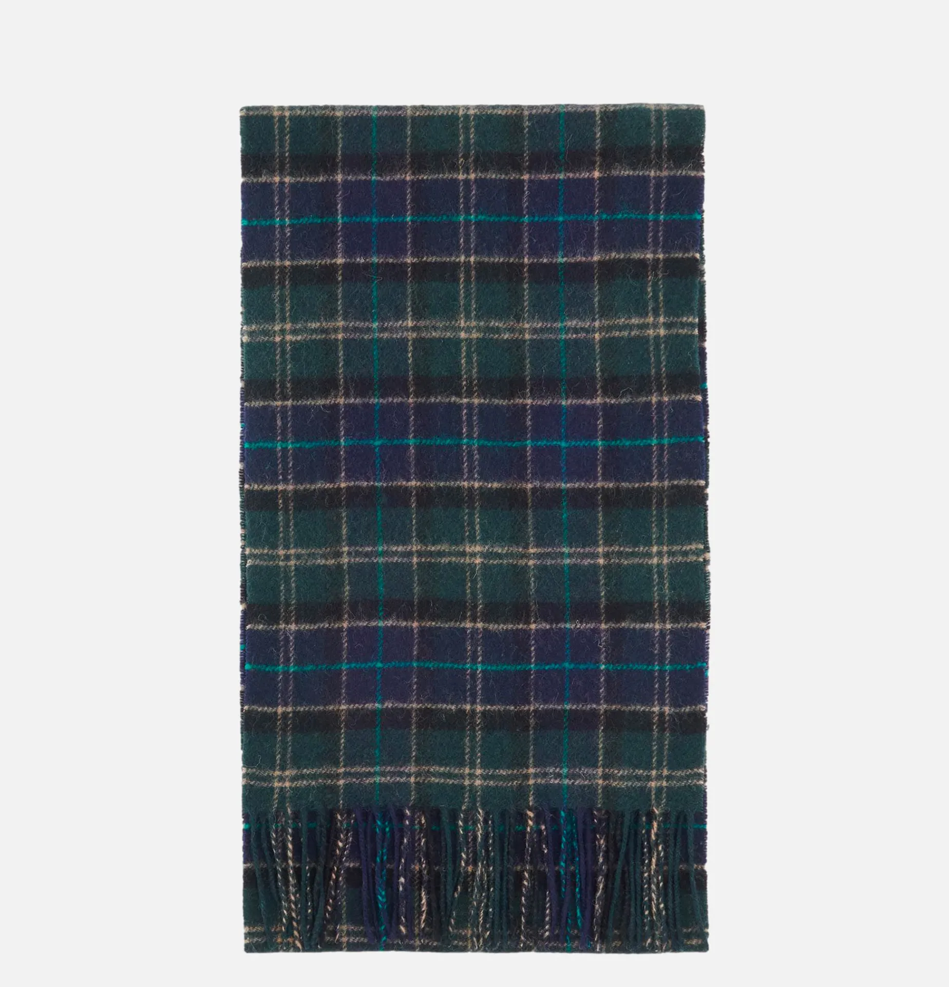 BARBOUR Tartan Lambswool Scarf Green Loch