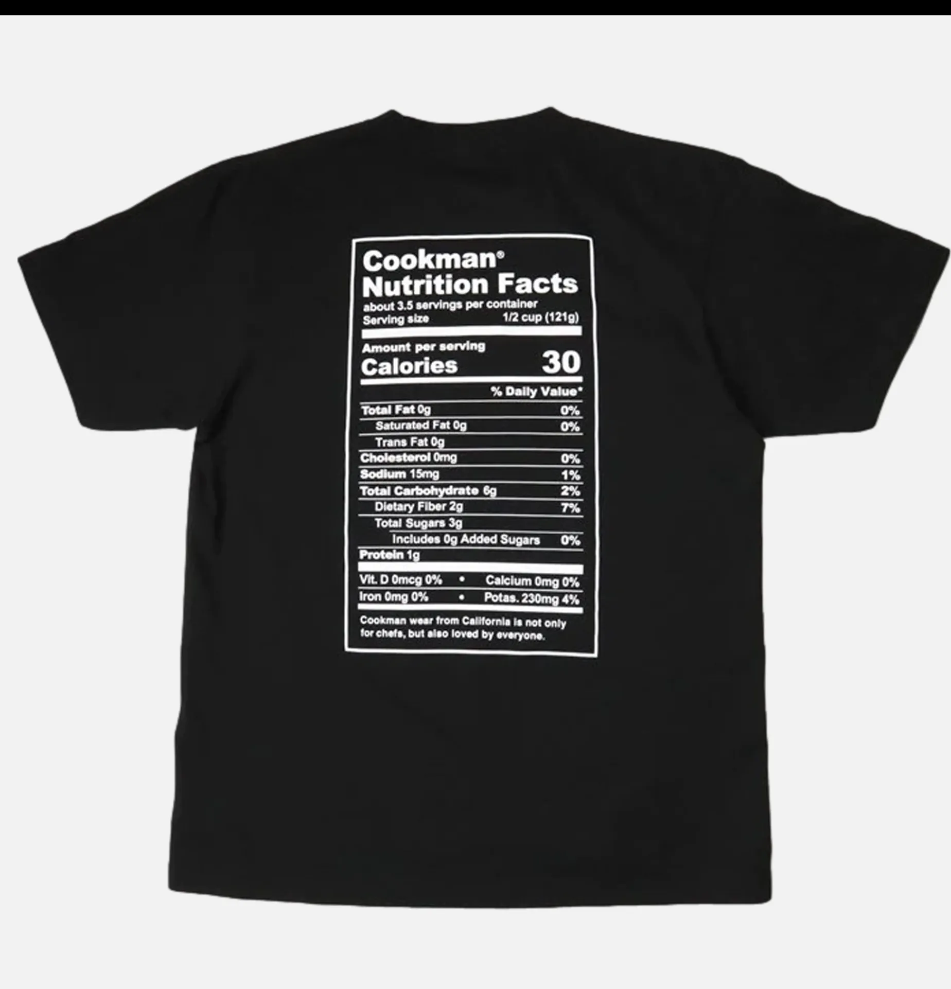 COOKMAN Tee Shirt Nutrition Facts Black