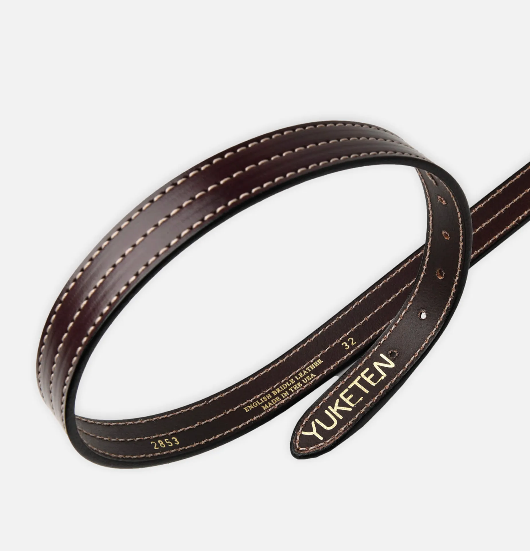 YUKETEN Triple Stitched Belt Dark Brown