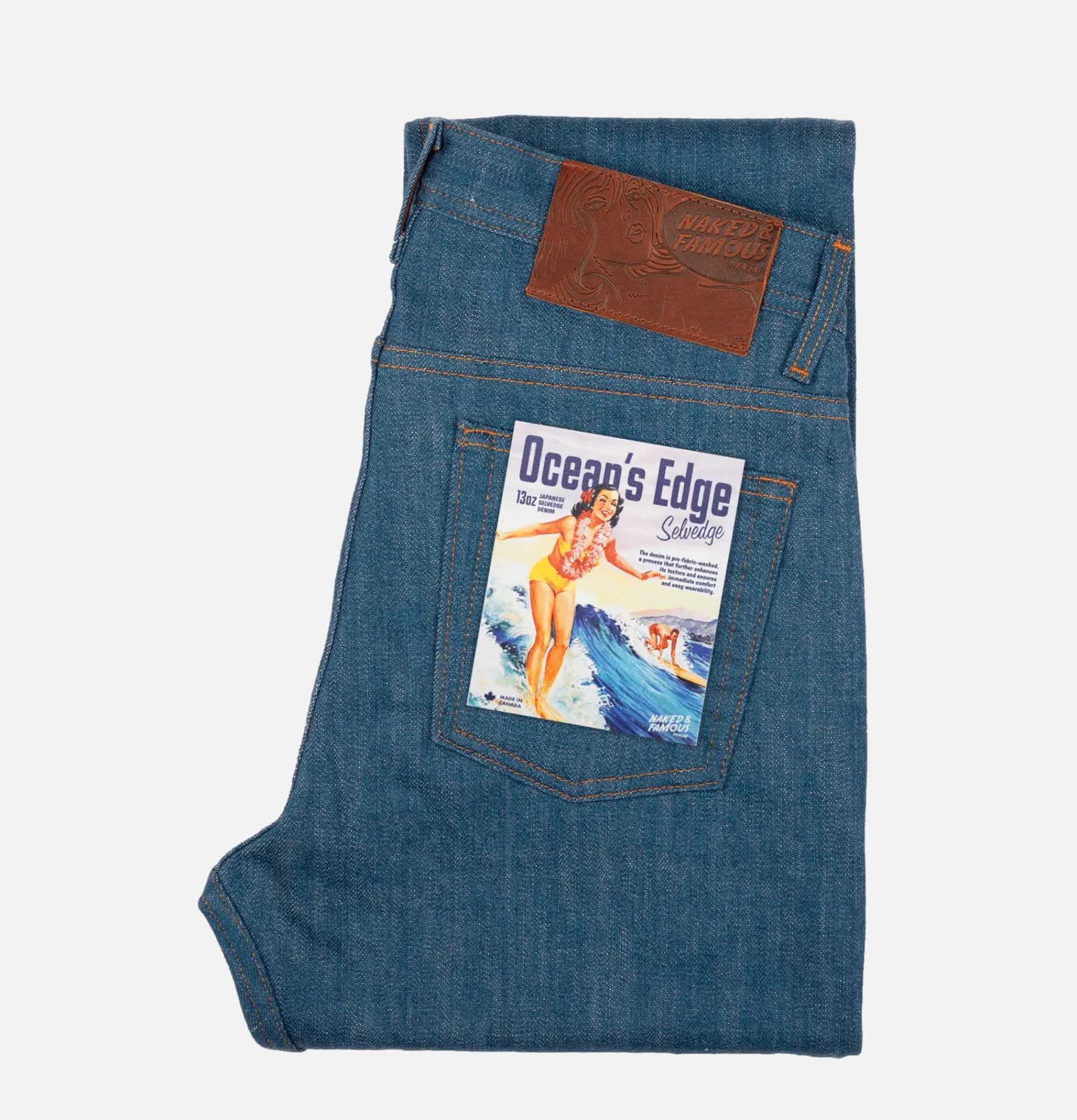 NAKED & FAMOUS Weird Guy Oceans Edge Selvedge