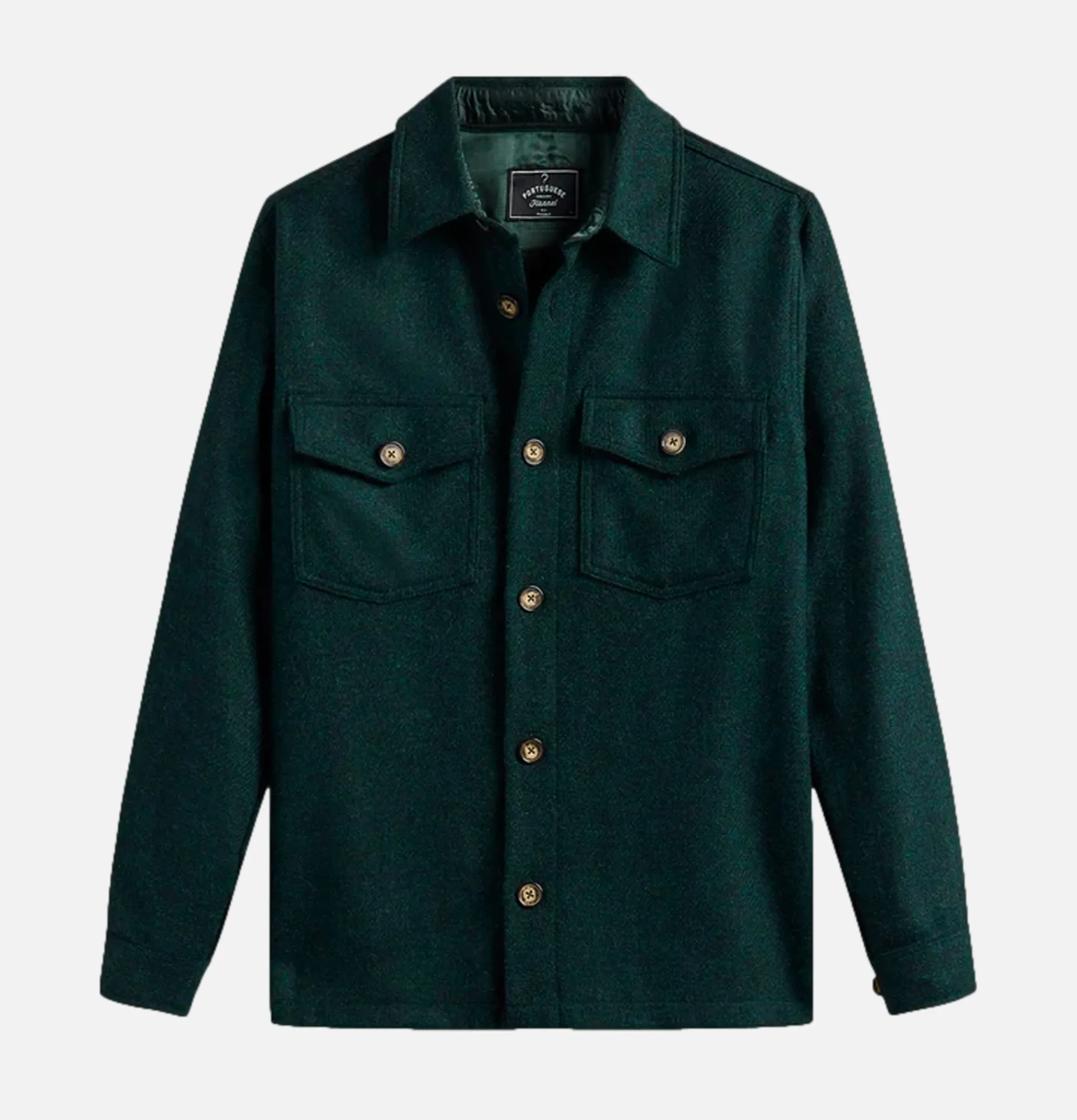 PORTUGUESE FLANNEL Wool Field Over Shirt Green