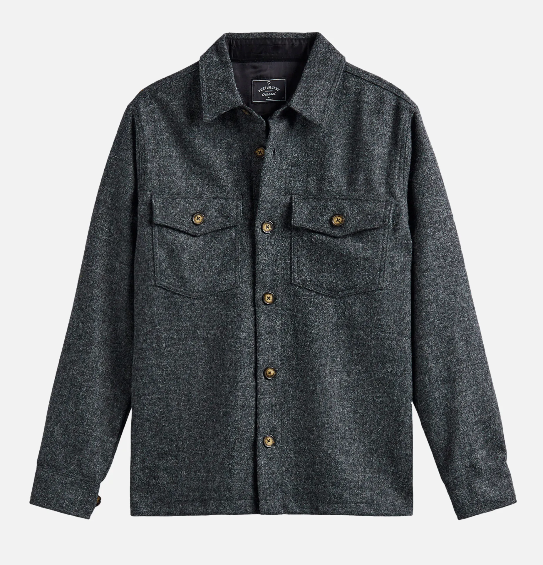 PORTUGUESE FLANNEL Wool Field Over Shirt Grey