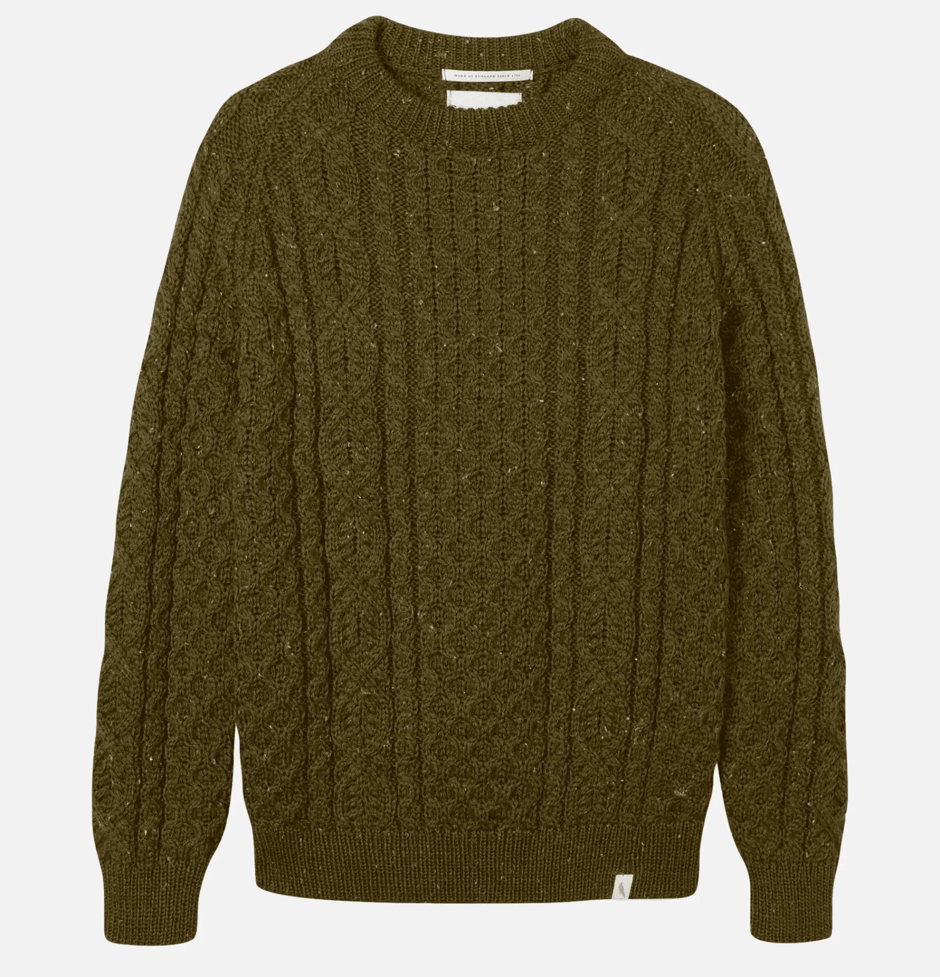 PEREGRINE Wool Hudson Aran Knit Khaki