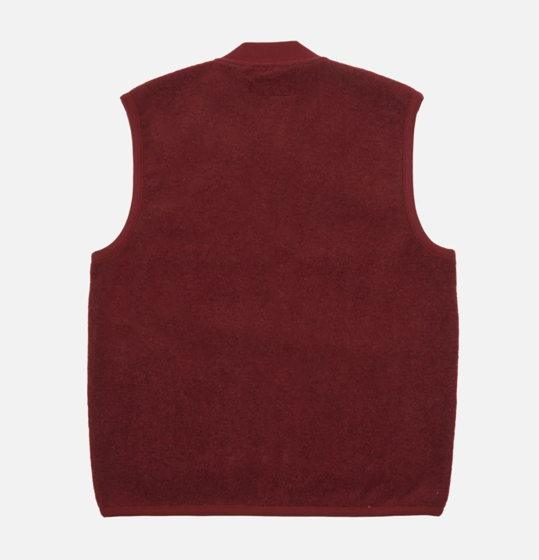 UNIVERSAL WORKS Zip Waistcoat Wool Deep Red